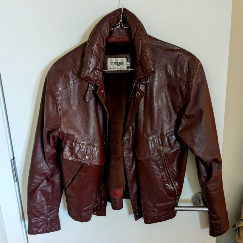 RAGE bomber leather jacket